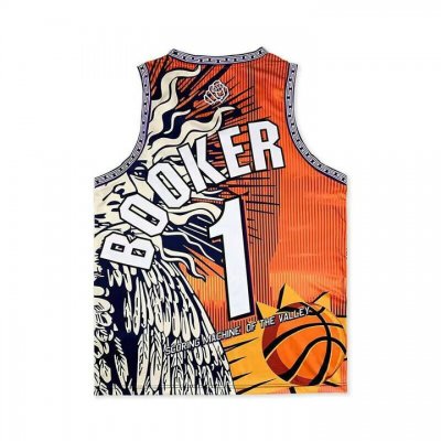 NBA 1 Booker Phoenix Suns Maillot orange imprimé